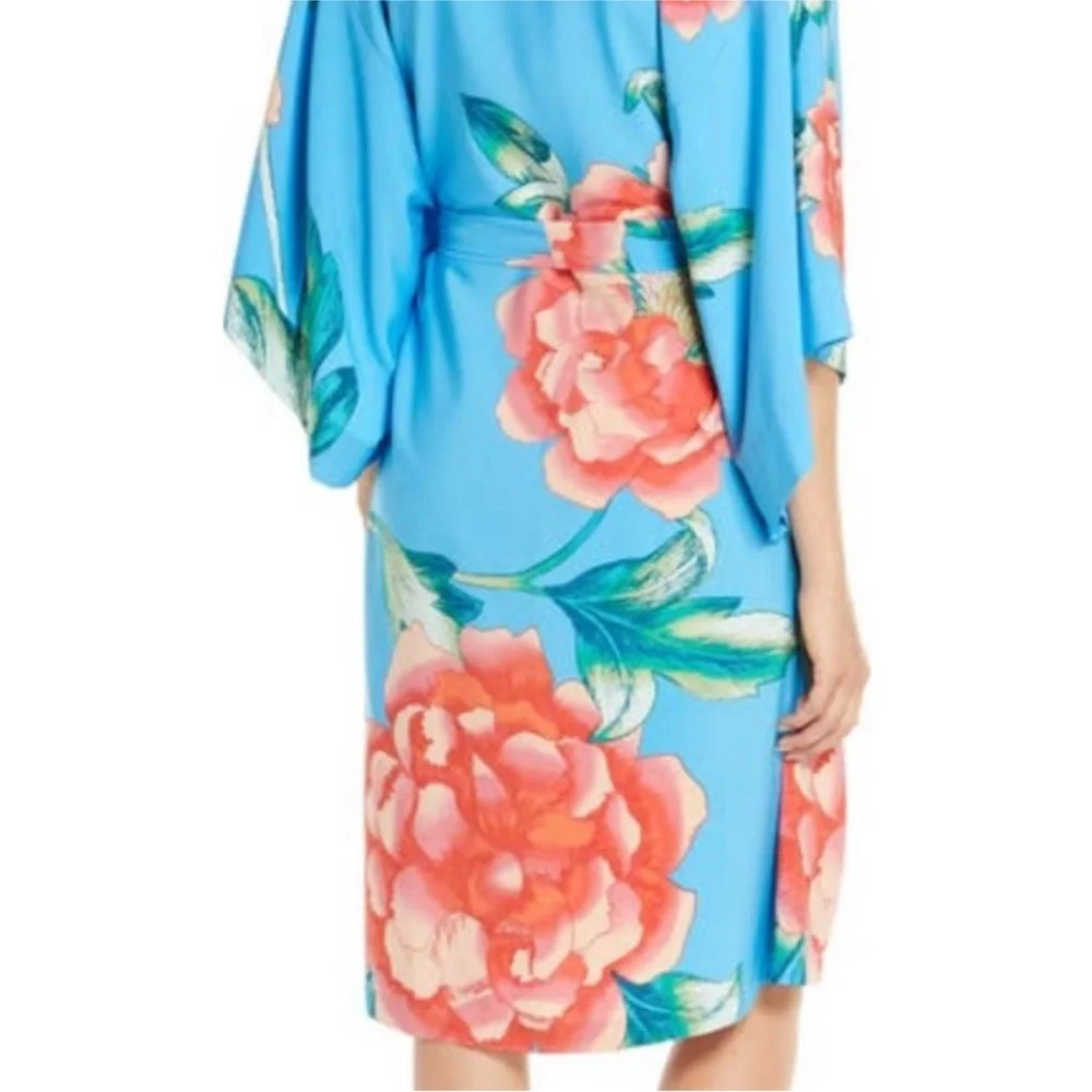 Natori Robe Nova Blue Floral Robe Size Small